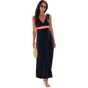 Women's Sleeveless V-Neck Maxi Dress - LASCANA - 1 of 4