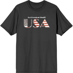 American USA Flag Letters Men's Crew Neck Short Sleeve Tee - 1 of 2