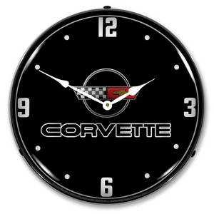 Collectable Sign & Clock | C4 Corvette Black Tie LED Wall Clock Retro/Vintage, Lighted - 1 of 3