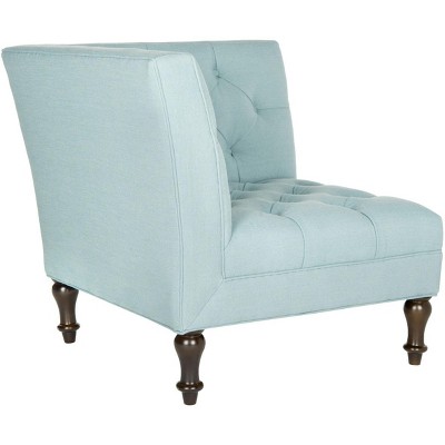 Sky Blue Transitional Tufted Corner Chair with Birch Legs