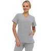 Saint Scrubs Womens 9-Pocket Medical Uniform Set- V-Neck Stretch Top with Tapered Straight Leg Pants - 4 of 4