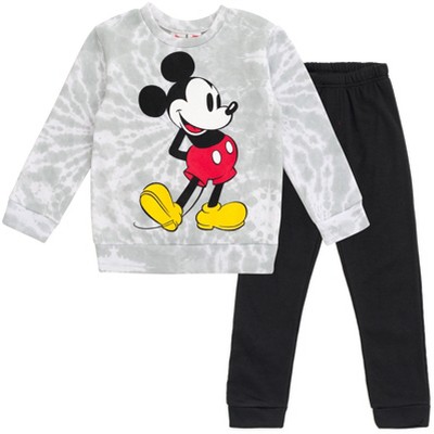Disney Mickey Mouse Little Boys Fleece Sweatshirt and Pants Set Tie Dye Gray / Black 5