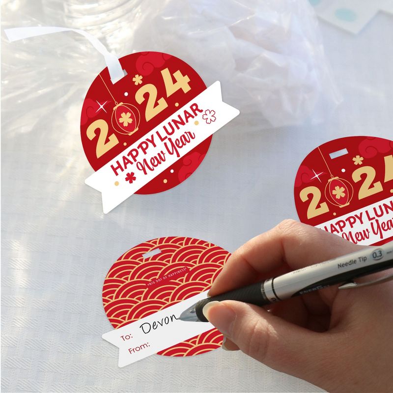 Big Dot of Happiness Lunar New Year - 2024 Year of the Dragon Clear Goodie Favor Bags - Treat Bags With Tags - Set of 12, 3 of 9