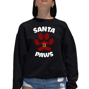LA Pop Art Santa Paws - Women's Word Art Crewneck Sweatshirt - 1 of 4
