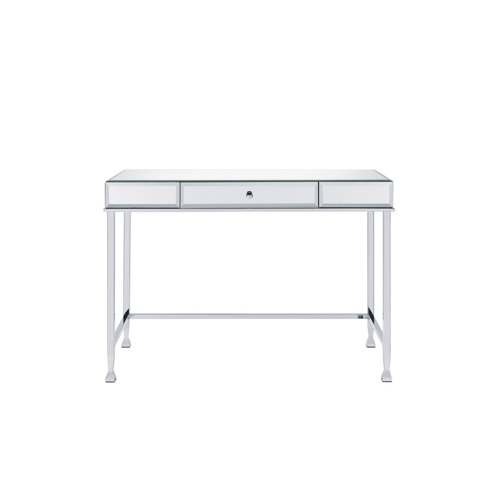 Photos - Office Desk Canine Writing Desk Mirrored/Chrome - Acme Furniture: Contemporary Office Furniture with Drawer