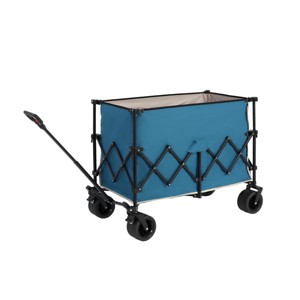 Foldable Steel Wagon Carts With All-Terrain Wheels And Drink Holders,Outdoor Utility Wagon For Camping Shopping Sports Fishing -The Pop Home - 1 of 4