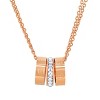 Steeltime 24" tri toned stainless steel, 18k gold plated and 18k rose gold plated 3 ring necklace with simulated diamonds accents - 2 of 4