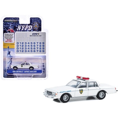 1989 Chevrolet Caprice "NYPD" White with NYPD Squad Number Decal Sheet "Hobby Exclusive" 1/64 Diecast Model Car by Greenlight
