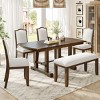 Extendable Dining Table Set for 6,6-Piece Kitchen Table with Bench and Upholstered Chairs,Traditional Wood Dining Set-The Pop Home - 2 of 4