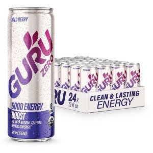 GURU ZERO WILD BERRY ORGANIC ENERGY DRINK, 12OZ, PACK OF 24 - 1 of 4