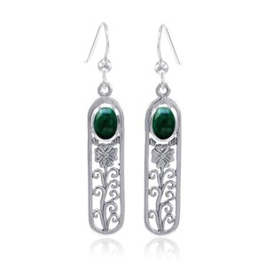 Slickblue Women's Silver Gem Drop Earrings, Flower Design, Lightweight Hook Style, Sterling Silver, 1.3 Inch - 1 of 4