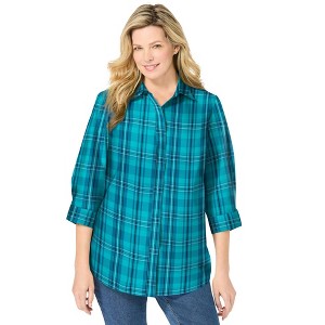 Woman Within Perfect Three Quarter Sleeve Shirt - 1 of 4