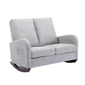 NicBex Linen Fabric Glider Rocking Chair With Two Seats,Upholstered Nursery Rocking Chairs with High Backrest,Nursing Chair for Bedroom,Light Grey - 1 of 4