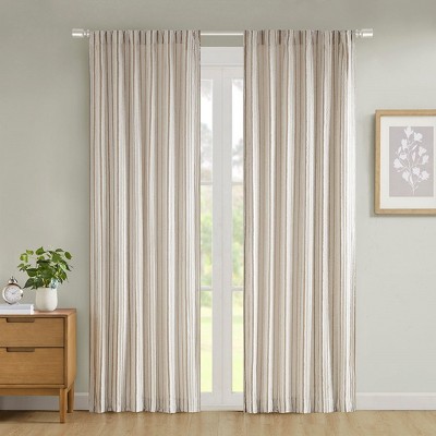 Vynxaria Farmhouse Style Clip Jacquard Curtain Panel (40" W x 84" L),Light-Filtering, Oeko-Tex Certified, Machine Washable