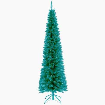 6ft National Christmas Tree Company Turquoise Tinsel Artificial Pencil Christmas Tree