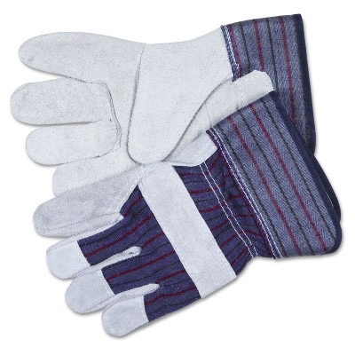 Memphis Split Leather Palm Gloves Gray Pair 12010L