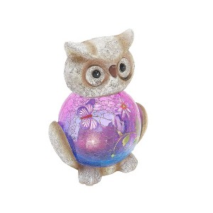 Ultimate Innovations Owl Lighted Garden Friend Glass & Resin Outdoor Decorative Scultpure Pink - 1 of 4