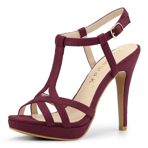 Allegra K Women's T Strap Slingback Platform Stiletto Heel Sandals Burgundy  9.5 : Target