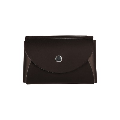 JAM Paper Italian Leather Business Card Holder Case with Round Flap Dark Brown 2233317454