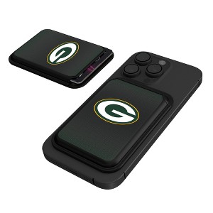 Keyscaper Green Bay Packers Linen Black Magnetic Credit Card Wallet - 1 of 3