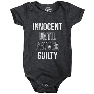 Innocent Until Proven Guilty Baby Bodysuit Funny Court Defense Bad Behavior Joke Jumper For Infants - Crazy Dog Baby Bodysuit - 1 of 4
