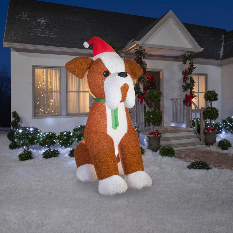 Gemmy Christmas Airblown Inflatable Mixed Media French Bulldog Giant, 9 ft Tall, Brown, 2 of 4