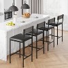 Bar Stools Set of 4, Kitchen Bar Stools with Footrest, PU Upholstered Counter Height Barstools - 3 of 4