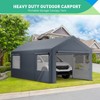 12x20FT Heavy Duty Carport, Portable Garage with Sidewalls, Doors and Ventilated Windows, UV Resistant and Waterproof - 3 of 4