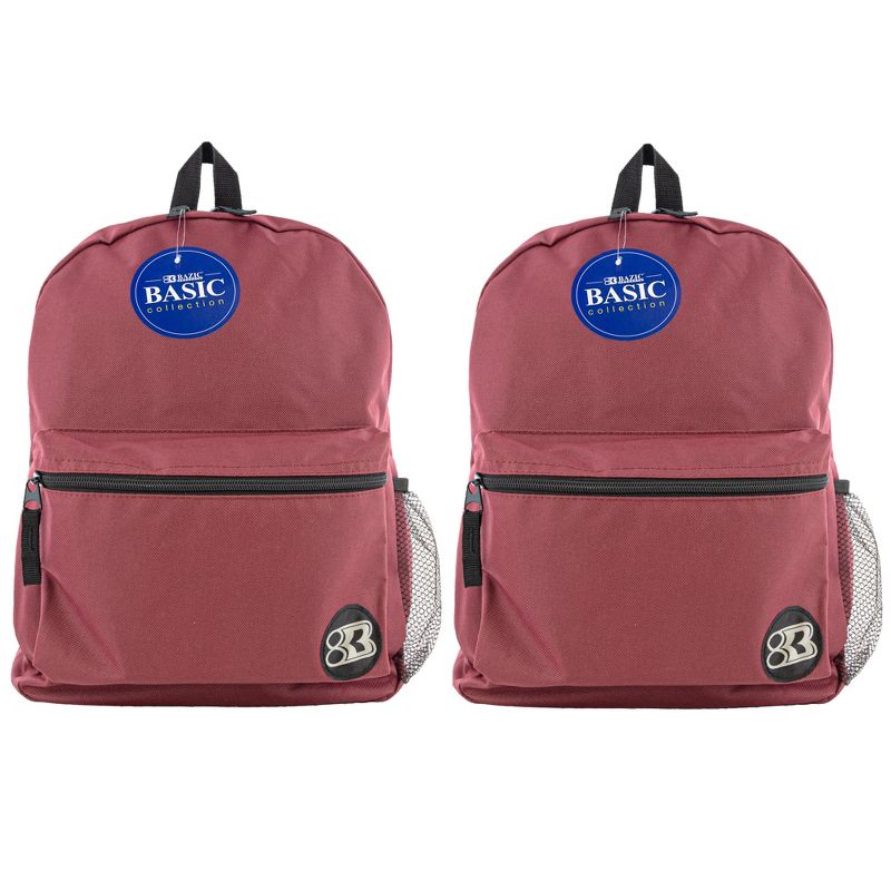 BAZIC Products® Basic Backpack 16" Burgundy, Pack of 2, 1 of 7