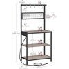 VASAGLE Bakers Rack with Charging Station, Coffee Bar Stand with Adjustable Storage Shelf, Grid Panel, 12 Hooks, Table for Microwave, Kitchen - 3 of 4