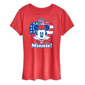 Women's - Disney - Minnie Flag Heart Short Sleeve Graphic T-Shirt - 1 of 4