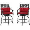 Outdoor Bar Stools Set of 2, 360° Swivel Bar Stools Counter Height with Cushion Armrest Back, Tall Outdoor Swivel BarStools for Backyard - 2 of 4