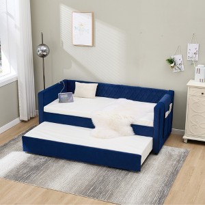 Twin Size Upholstered Daybed with Pull-out Roller for Bedroom - 1 of 4