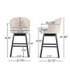 Set of 2 Swivel Bar Stools,PU Leather Upholstered Bar Stools with Wood Legs for Kitchen Island,360° Swivel Button Tufted Bar Stools-Koiai - 4 of 4