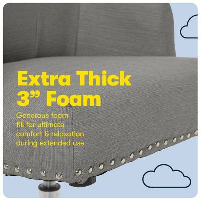Leighton Medium Gray Fabric Swivel Home Office Chair with Memory Foam