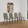 Vynxaria Set of 4 Dining Chairs: Light Grey Linen Padding, Sturdy Black Metal Legs, Perfect for Dining & Living Areas - 2 of 4
