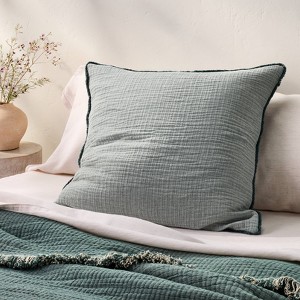 Euro 26''x26'' Textured Chambray Cotton Decorative Throw Pillow - Casaluna™ - 1 of 4