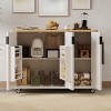 51" Fluted Kitchen Island with Drop Leaf, Rolling Kitchen Island With Storage, Kitchen Island on Wheels with Towel Rack for Kitchen Dining Room - 2 of 4
