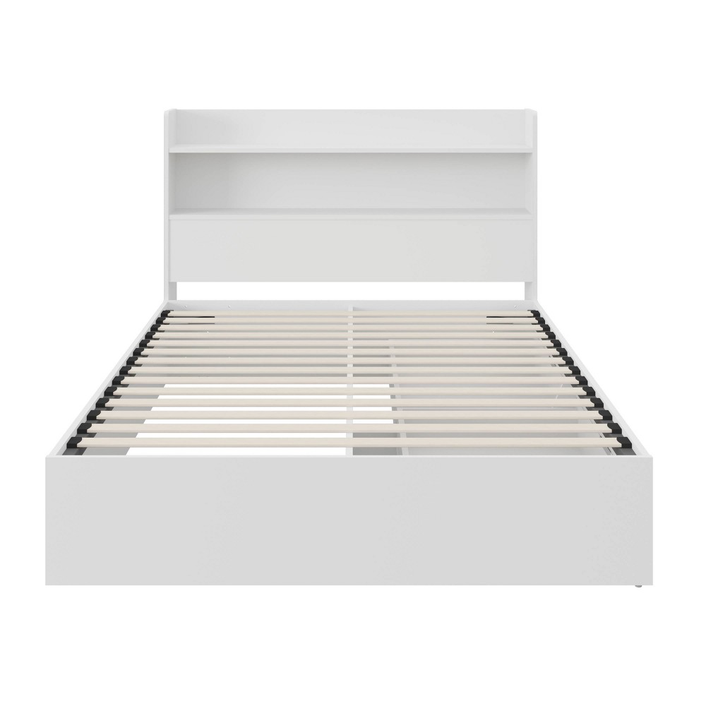 Photos - Bed Nexera Full Hunter Storage  with Headboard White: Built-In Drawers, Modern Style, Particle Board Frame