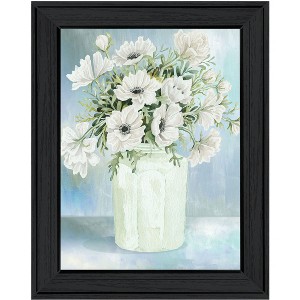 HomeRoots White Blooms Black Framed Print Wall Art - 1 of 4