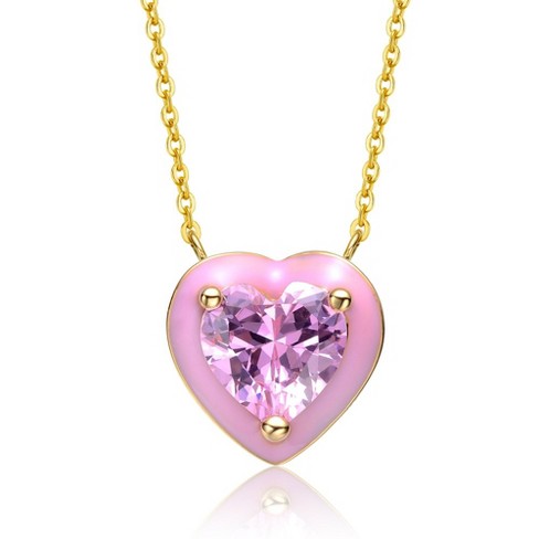 Guili Young Adults/teens 14k Yellow Gold Plated With Pink Cubic ...