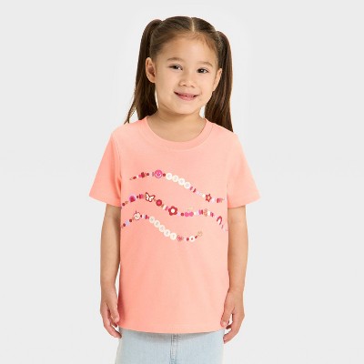 Toddler Girls' Friendship Bracelet Graphic T-Shirt - Cat & Jack™ Peach Orange