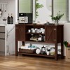 Tangkula Buffet Sideboard Storage Cupboard Console Table w/ Open Shelf & Side Cabinets Brown - 3 of 4
