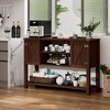 Tangkula Buffet Sideboard Storage Cupboard Console Table w/ Open Shelf & Side Cabinets Brown - image 3 of 4