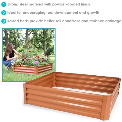 Brown Powder-Coated Steel Raised Garden Bed Kit