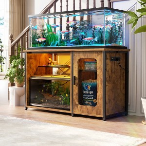 Aheaplus 55-75 Gallon Rectangle Aquarium Stand with Power Outlets & LED Light,Fish tank stand - 1 of 4