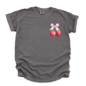 Simply Sage Market Coquette Strawberry Watercolor Garment Dyed Tee - 1 of 4