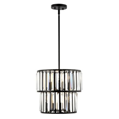 Shimmering Decadence 53'' Tiered Black Crystal Plug-in Chandelier