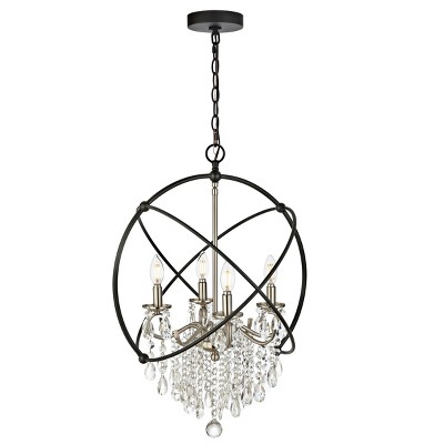 Contemporary Sabina Black and Chrome Crystal Globe Pendant