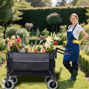 Whisen Multi-functional Folding All-Terrain Utility Wagon Cart with 360°Swivel Balloon Wheels, Brakes and Adjustable Handles - Black+ Gray - 1 of 4